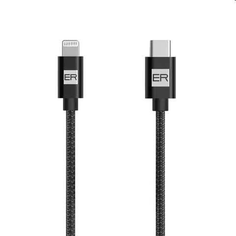 USB káble ER POWER Dátový a nabíjací kábel USB-CLightning, MFi, 2 m, čierny ERPWCL200BK