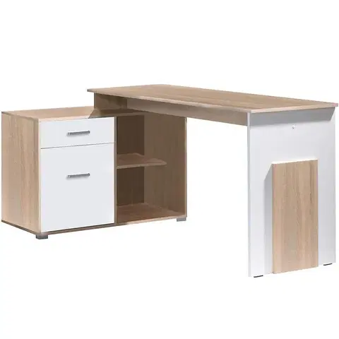Moderné kancelárske stoly Písací stôl Como Korner dub sonoma/biely alpská 60