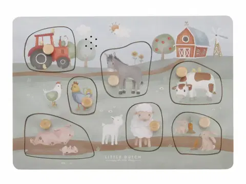 Hračky puzzle LITTLE DUTCH - Vkladacie puzzle so zvukom Farma