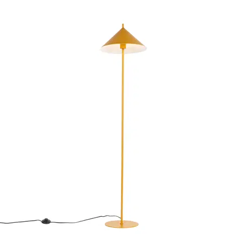 Stojace lampy Dizajnová stojaca lampa žltá - Triangolo