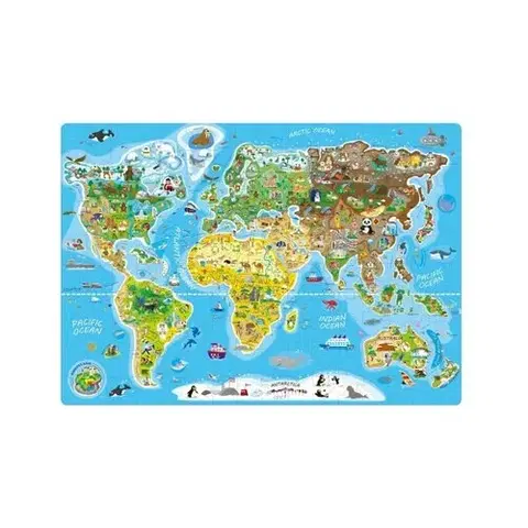 Drevené hračky Popular Puzzle Mapa sveta, 160 dielikov