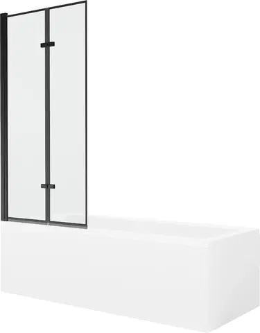 Sprchové dvere MEXEN/S - Cubik obdĺžniková vaňa 150 x 70 cm s panelom + vaňová zástena 80 cm, čierna vzor 550315070X9208027070