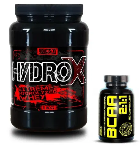 Hydrolyzovaný srvátkový proteín Hydro X + BCAA 2:1:1 Zadarmo od Best Nutrition 1000 g + 120 kaps. Čokoláda