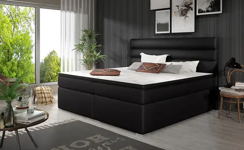 Postele NABBI Spezia 180 čalúnená manželská posteľ s úložným priestorom čierna (Soft 11)