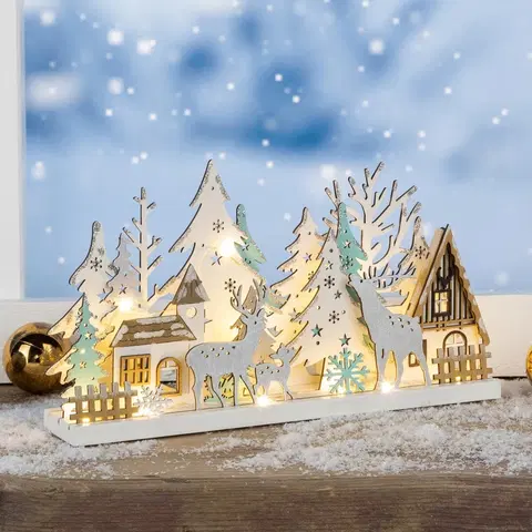 Vianočné dekorácie LED Drevená dekorácia Zimné dediny