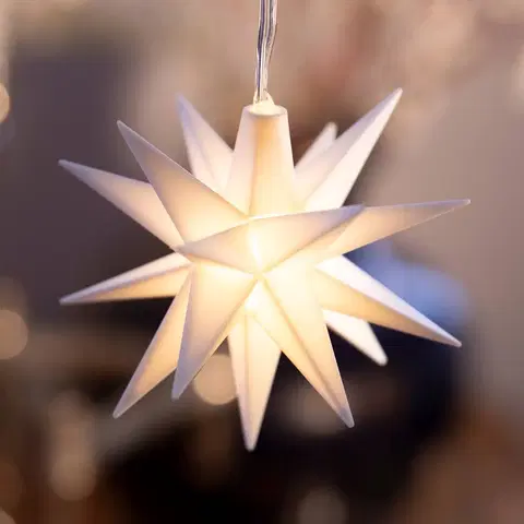 Vianočné svetelné hviezdy STERNTALER Malá LED hviezda, interiér, 18-cípa, batéria biela