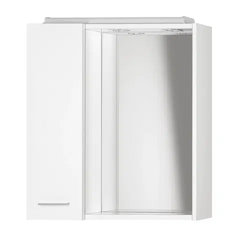 Kúpeľňový nábytok AQUALINE - ZOJA/KERAMIA FRESH galérka s LED osvetlením, 60x60x14cm, ľavá, biela 45021