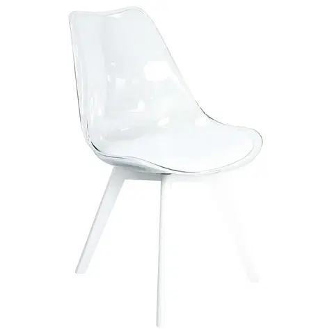Stoličky do obývačky Stolička Camila transparentná/biele sedadlo/biele nohy