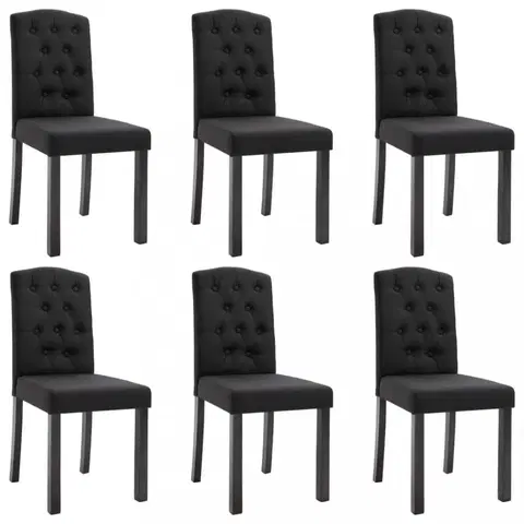 Jedálenské stoličky a kreslá Jedálenská stolička 6 ks látka / kaučukovník Dekorhome Čierna