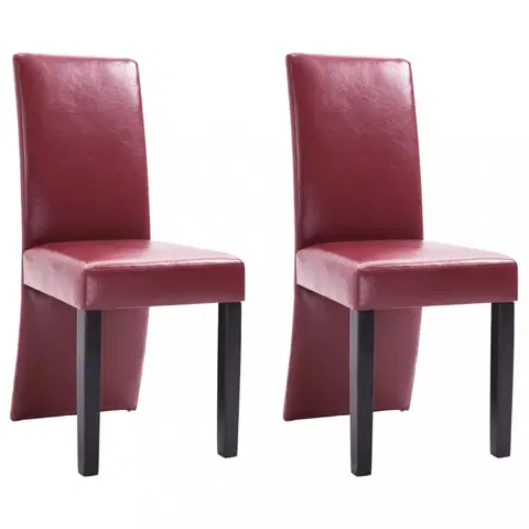Jedálenské stoličky a kreslá Jedálenská stolička 2 ks umelá koža / drevo Dekorhome Vínová