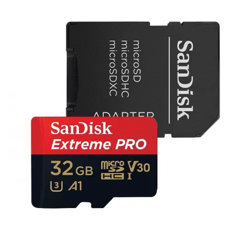 Pamäťové karty SanDisk Micro SDHC Extreme PRO 32 GB , SD adaptér, UHS-I U3, Class 10 - rýchlosť 100/90 MB/s