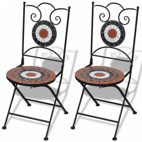 Záhradné kreslá a stoličky Záhradná skladacia stolička 2 ks Biela / hnedá
