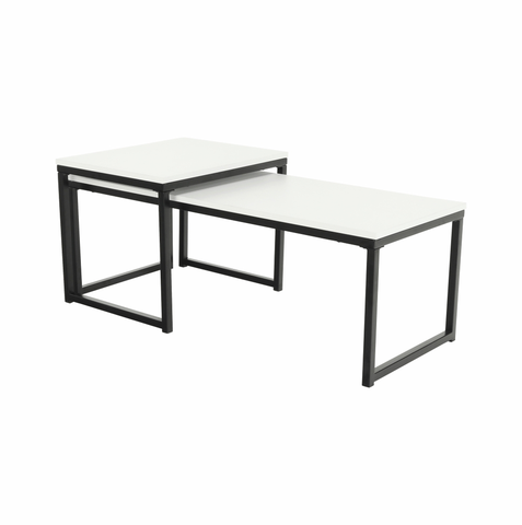 Konferenčné stolíky KONDELA Kastler New Typ 2 konferenčný stolík (2 ks) matná biela / čierna