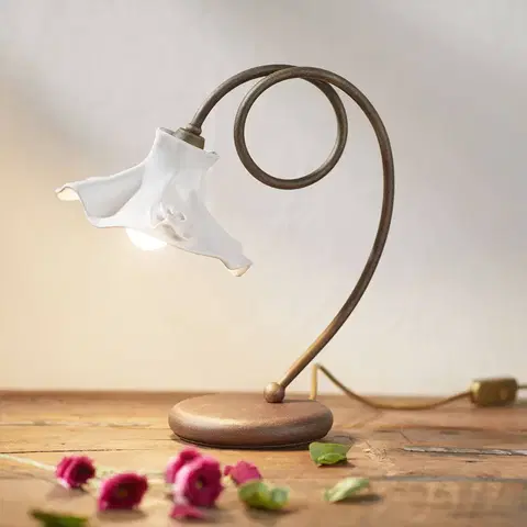 Stolové lampy Ferroluce Stolová lampa Eleonora s keramickým tienidlom