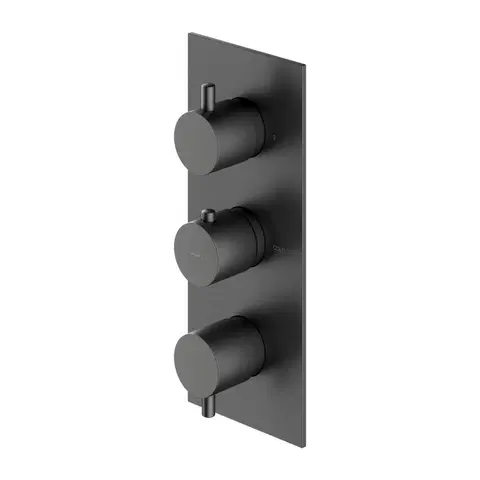 Kúpeľňové batérie OMNIRES - Y termostatická 3-cestná sprchová vaňová batéria pre podomietkovú inštaláciu bez telesa, grafit Y1238/KROGR