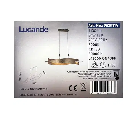 Svietidlá Lucande Lucande - LED Stmievateľný luster na lanku MARIJA LED/24W/230V 