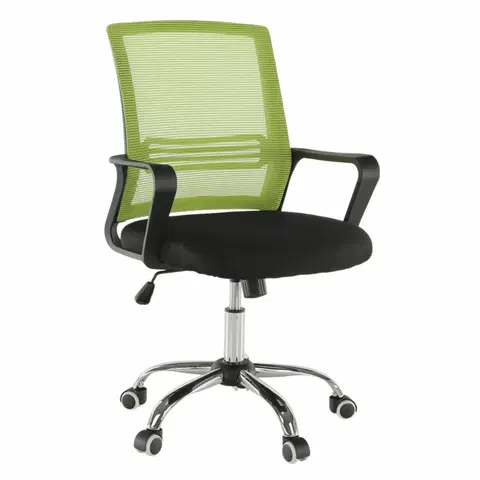 Kancelárske kreslá Kancelárska stolička, sieťovina zelená/látka čierna, APOLO