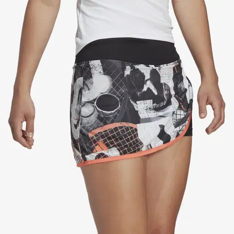 stolný tenis Tenisová sukňa s potlačou čierno-biela