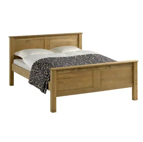 Postele KONDELA Provo 180 drevená manželská posteľ s roštom dub