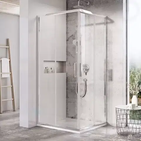 Sprchovacie kúty RAVAK - Blix Sprchovací kút Slim BLSRV2-90, 900x900 mm, lesklá nehrdzavejúca oceľ/sklo X1LM70C00Z1
