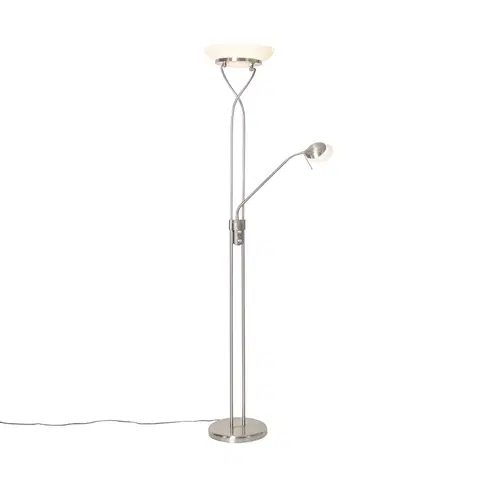 Stojace lampy Stojacia lampa oceľová vrátane LED a stmievača s lampou na čítanie - Empoli