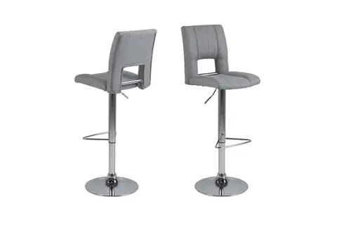 Barové stoličky Dkton Dizajnová barová stolička Almonzo, svetlosivá / chrómová