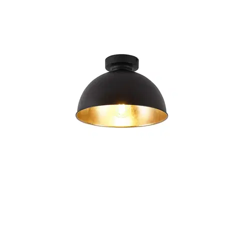 Stropne svietidla Priemyselné stropné svietidlo čierne so zlatom 28 cm - Magnax