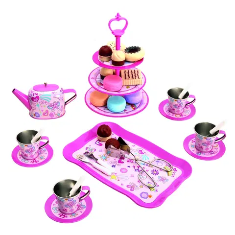 Drevené hračky Bino Detský čajový set a stojan s koláčikmi