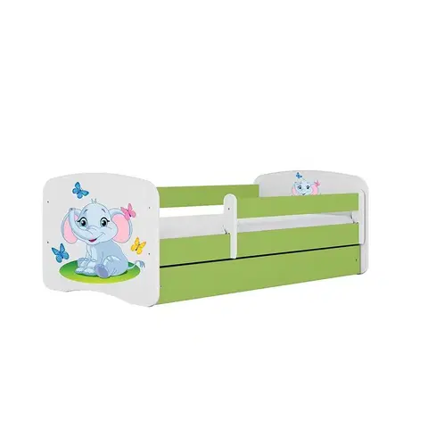 Jednolôžkové postele Detská Posteľ. Babydreams+Sz+M Zelená 70x140 Slon