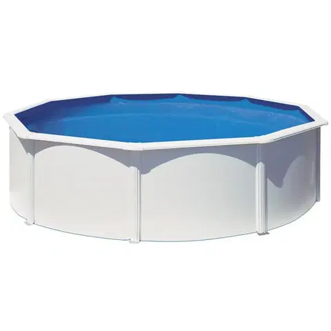 Bazény s oceľovou stenou Biely okrúhly oceľový bazén FIDJI 4.6X1.2M KIT460ECO GRE