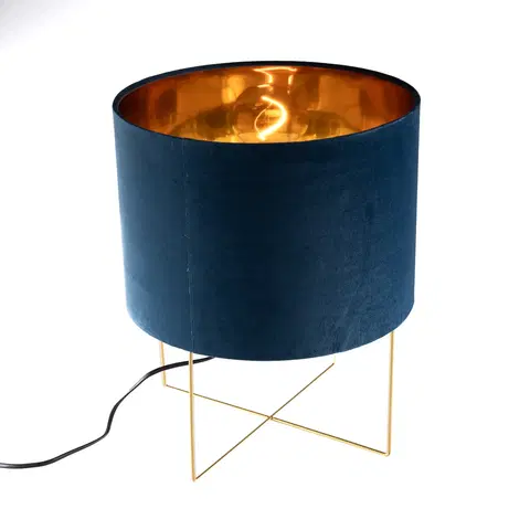 Stolove lampy Moderne tafellamp blauw met goud - Rosalina