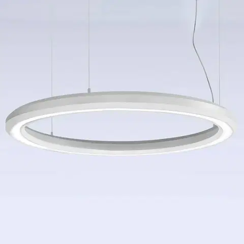 Závesné svietidlá Marchetti Závesné LED svietidlo Materica dole Ø 90 cm biele