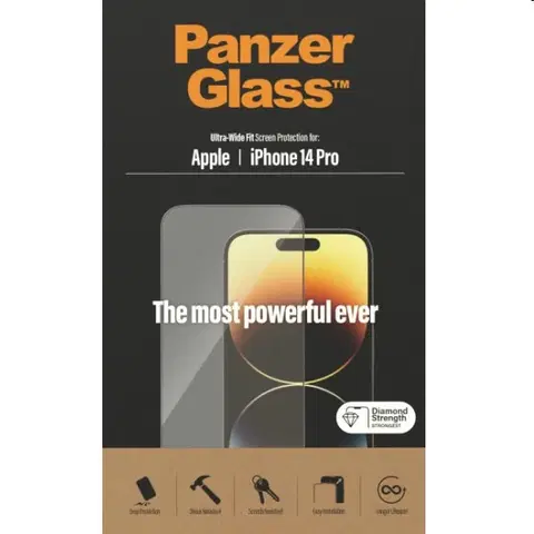 Ochranné fólie pre mobilné telefóny Ochranné sklo PanzerGlass UWF AB pre Apple iPhone 14 Pro, čierne 2772