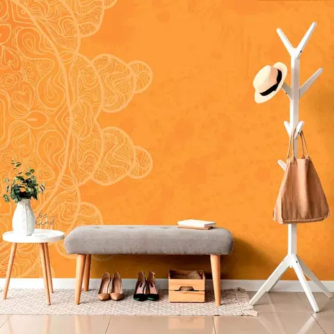 Tapety Feng Shui Tapeta oranžová arabeska na abstraktnom pozadí