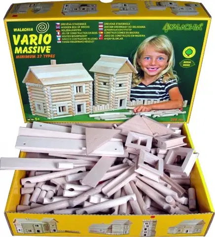 Hračky stavebnice WALACHIA - Drevená stavebnica VARIO MASSIVE 209 dielov