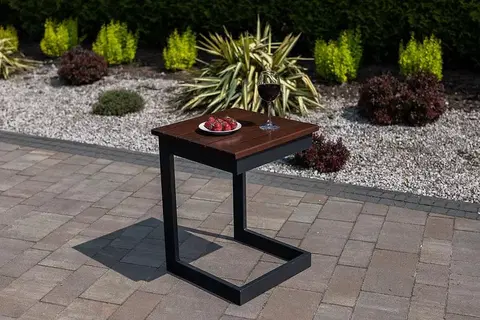 Záhradné stoly Stolík k záhradnému lehátku palisander