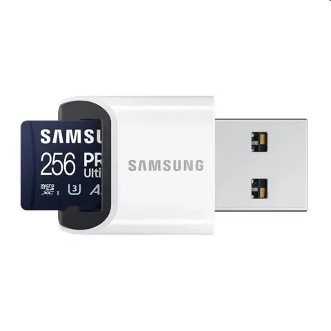 Pamäťové karty Samsung PRO Ultimate Micro SDXC 256 GB, USB adaptér