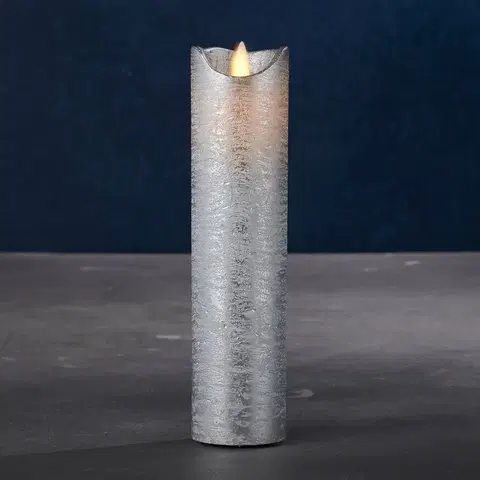LED sviečky Sirius LED sviečka Sara Exclusive, strieborná, Ø 5cm, výška 20cm