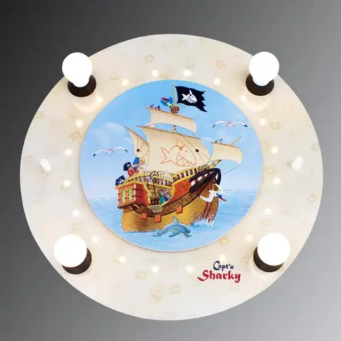 Nástenné svietidlá Elobra Nástenné svietidlo Capt'n Sharky s LED efektmi