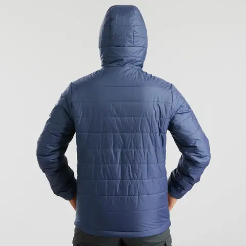 bundy a vesty Pánska prešívaná bunda MT100 na horskú turistiku s kapucňou do -5 °C