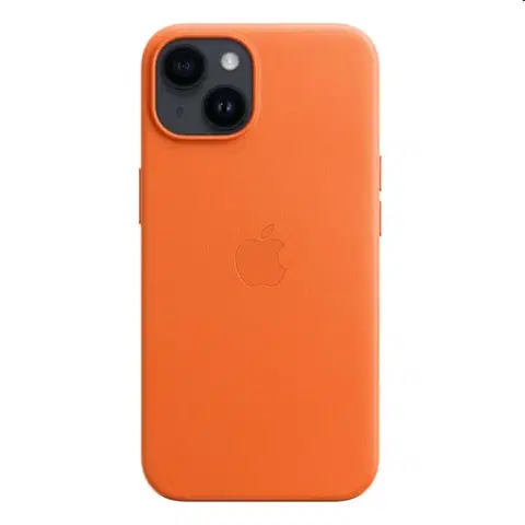 Puzdrá na mobilné telefóny Apple iPhone 14 Leather Case with MagSafe, orange MPP83ZM/A