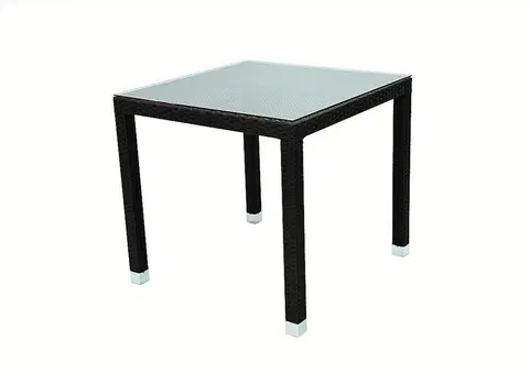 Stolčeky DEOKORK Záhradný ratanový stôl NAPOLI 80x80 cm (hnedá)