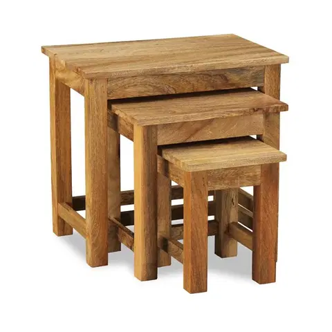 Záhradné stoličky a kreslá Odkladacie stolíky Hina 3 ks z mangového dreva