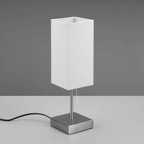 Stolové lampy Reality Leuchten Stolová lampa Ole s pripojením USB, biela/nikel