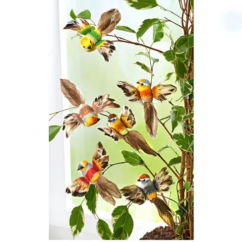 Drobné dekorácie a doplnky 6 dekoratívnych vtáčikov