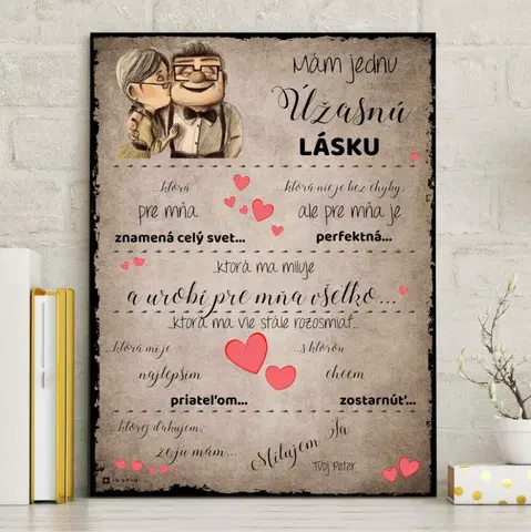 Tabuľky s venovaním (darčeky) Darček pre zamilovaných - Personalizovaný obraz pre vašu manželku