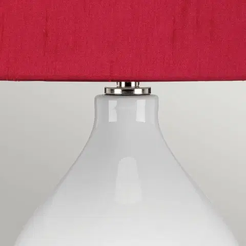 Stolové lampy Elstead Textilná stolová lampa Isla leštený nikel/červená