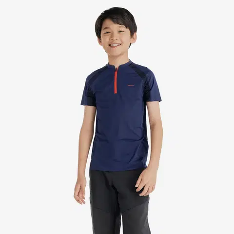 nohavice Detské turistické tričko MH550 od 7 do 15 rokov modré