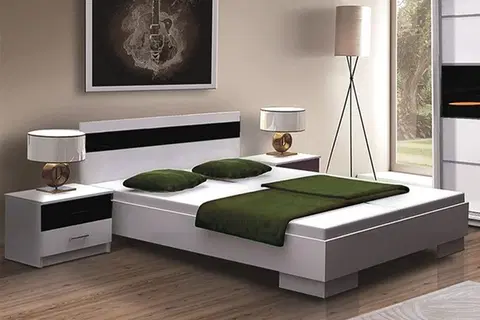 Manželské postele  DUBLIN posteľ 160x200, biela/čierna