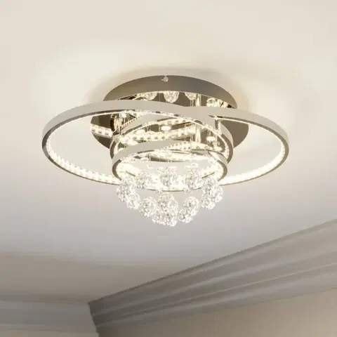 Stropné svietidlá Lucande Lucande Keely stropné LED svietidlo krištáľ 44,5cm